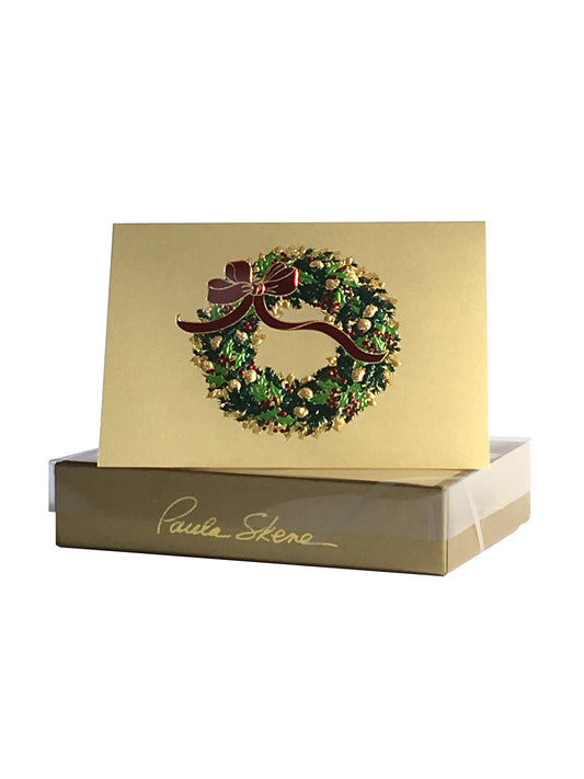 Holiday Leaf Wreath Greeting Card Set